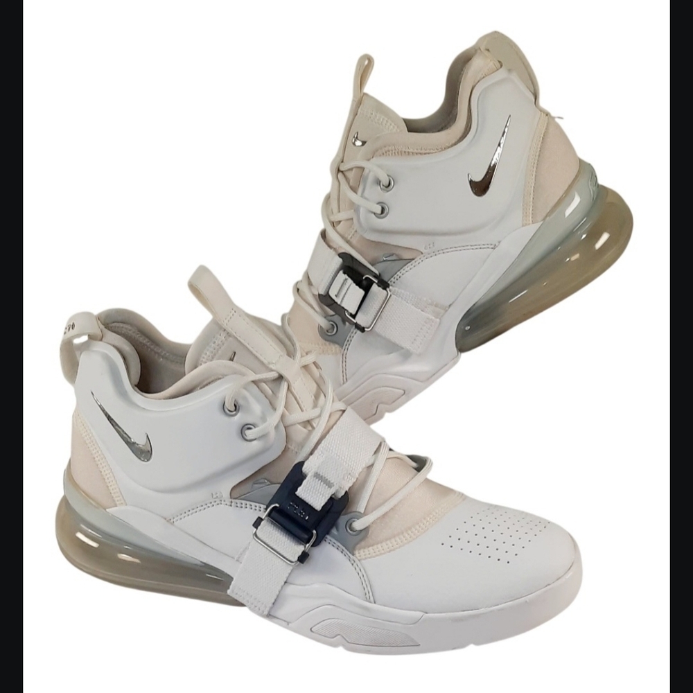 Nike Air Force 270 Men's Sneakers White/ Metallic Silver AH6772 -100 Size 10